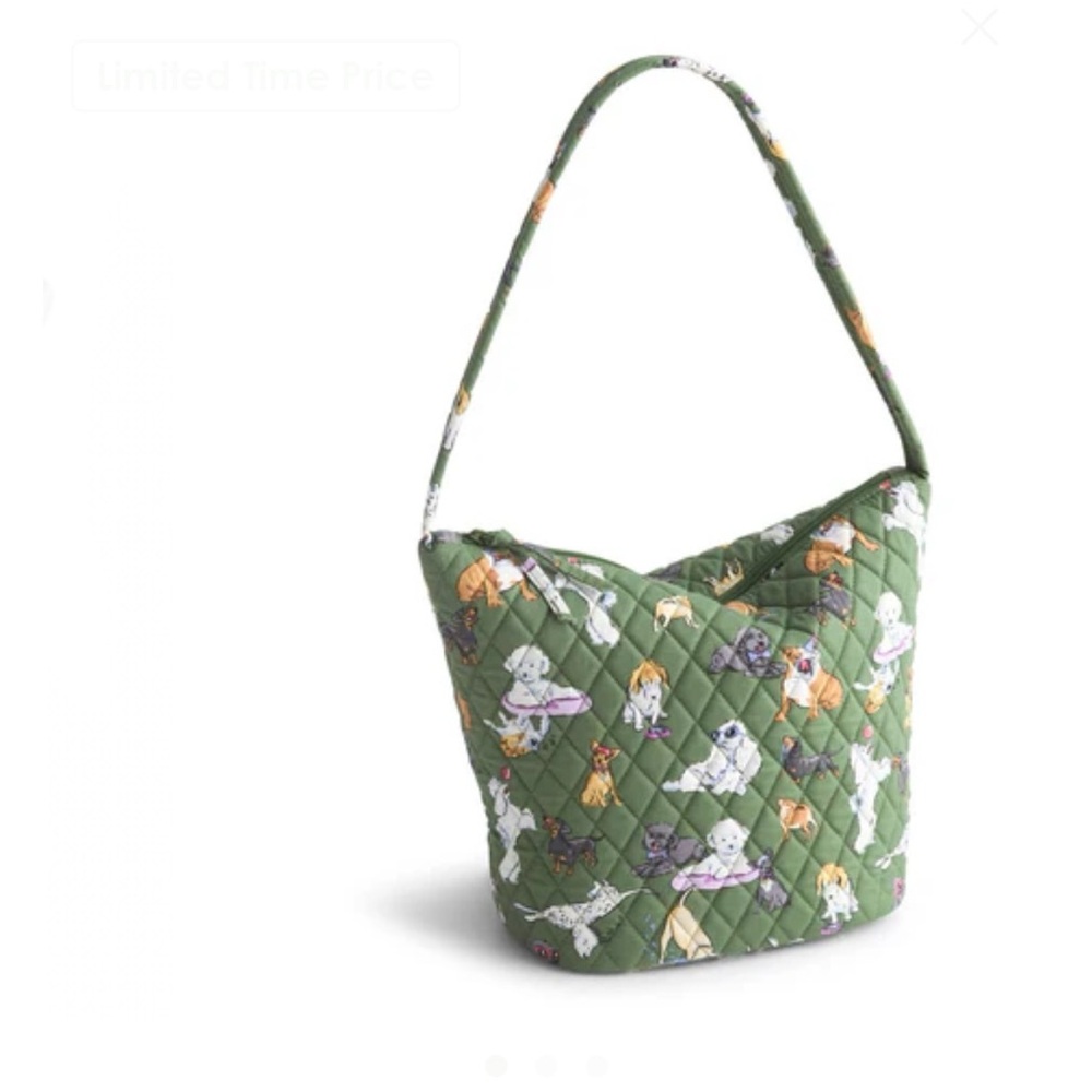 NWT Vera Bradley Slouchy Bucket Shoulder Bag.  Cotton.  Dog Park print.